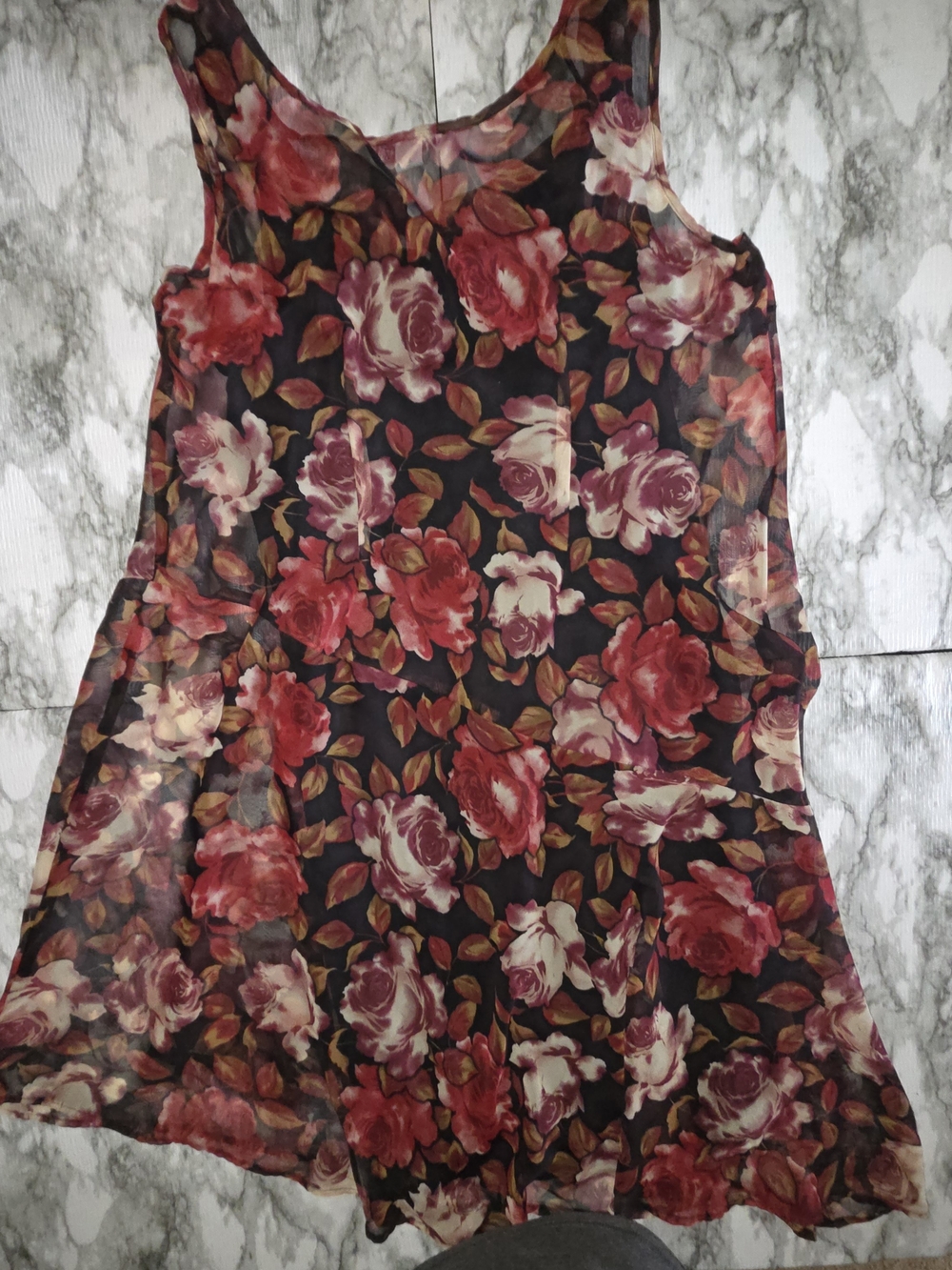 DressBarn Woman Floral Sleeveless Maxi Dress with Red & Cream Roses Size 16W - Picture 3 of 6